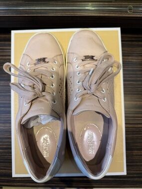 Michael Kors Blush Pink Leather Lace-Up Sneakers